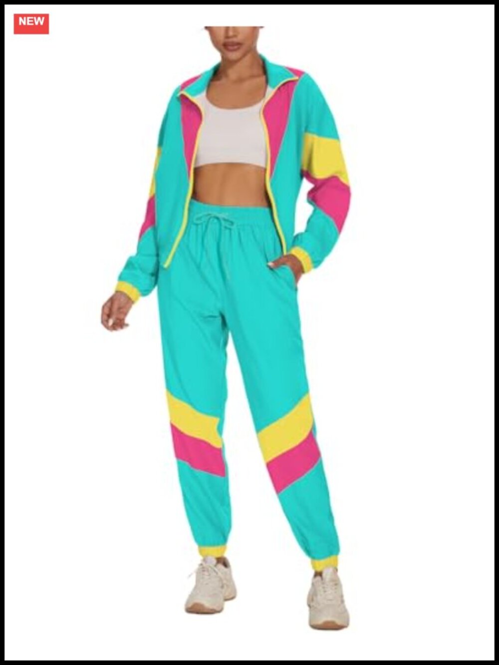 Women's 2 Piece Windbreaker Jacket Tracksuit 80s 90s Retro Active Set